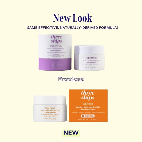 Three Ships Superfruit Lactic and Multifruit 8% AHA Exfoliating Mask – As Seen on Dragons’ Den – Natural Vegan Face Mask Scrub – Exfoliating Treatment Mask for Face – All Skin Types, 1.4 oz