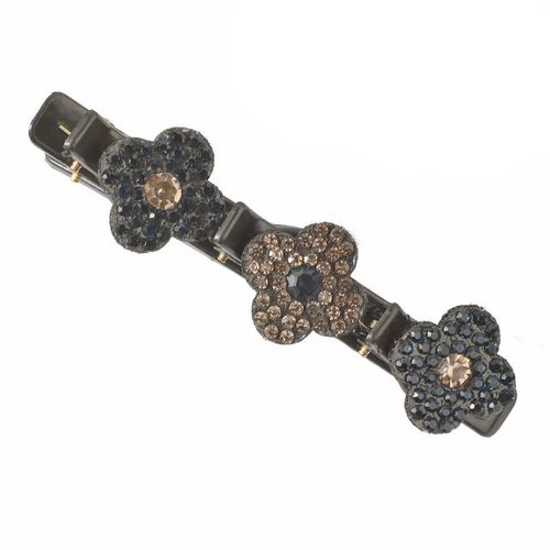 Satin Fabric Rhinestone Hair Bands, Four-Leaf Clover Fashion Double Layer Mini Hair Clip, Sparkling Crystal Stone Braided Hair Clips，Braided Hair Clip with Rhinestones for Women