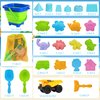Carlerait Collapsible Beach Toys for Kids, Sand Bucket and Shovels Set with Mesh Bag, Sand Castle Toys for Beach, Travel, Sandbox for Toddlers Age 3-10