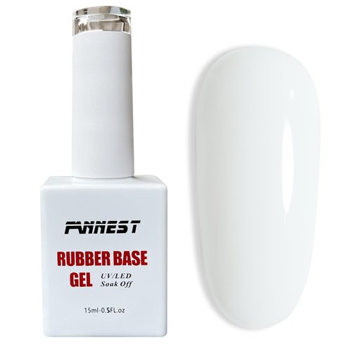 FANNEST Rubber Base Gel Polish,Milky White Brush on Builder Gel for Nails Extension,Elastic Rubber Base Coat,LED/UV Soak Off Sheer Nude Pink Gel Polish, Natural Gel Polish.