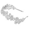 Ammei Headpiece Wedding Headband Crystal Bridal Headdress Flower Design Headpiece For Women (Silver)