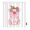 Moslion Pig Bath Shower Curtain Set Farm Animal Funny Cute Piggy Wearing Leopard Bandana Shower Curtains Home Decorative Extra Long Polyester Fabric Shower Curtain with Hooks 72x72 Inch Pink