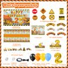 Mpanwen Construction Birthday Party Supplies for 2 Year Old Boy, 139 Pcs Dump Truck Party Decorations for Boys Baby - Backdrop, Balloons, Cupcakes Wrappers, Traffic Signs, Tablecloth, Crown and Poster