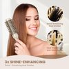 AIMIKE Round Brush, 1.3 Inch Barrel, Nano Thermal Ceramic & Ionic Tech, Boar Bristles, for Blow Drying, Styling, Curling and Shine, Gold + 4 Clips