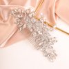 BERYUAN Wedding Silver Flower Leaf Crystal Rhinestone Hair Comb Teardrop Crystal Rhinestone Beads Hair Comb Wedding Hair Accessories for Women Girls