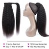 Strap Wrap Around Yaki Ponytail Human Hair Extensions, 100% Unprocessed Brazilian Hair Ponytails, Magic Paste with Comb Clip in Long Kinky Straight Pony Tail (22 Inch)