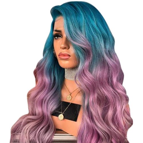 Agatige Women Wig, Neon Wigs Neon Wigs Gradient Color Synthetic Wigs for Long Curly Hair
