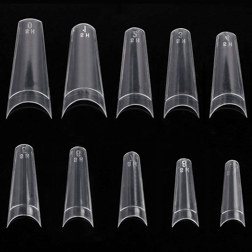 500 Pieces Clear Ballerina Coffin Nail Tips Acrylic Nail Tips Half Cover False Nails Tips Coffin ...