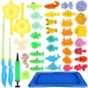 ONEST 40 Pieces Magnetic Fishing Pool Toys Game Magnetic Fishing Bath Toys Water Table Bathtub Toys for Toddler Kids