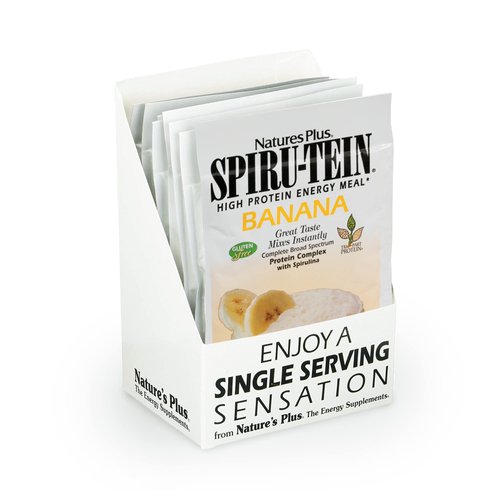 NaturesPlus SPIRU-TEIN, Banana - 8 Total Packets - Plant-Based Protein Shake - Non-GMO, Vegetarian, Gluten Free - 8 Total Servings