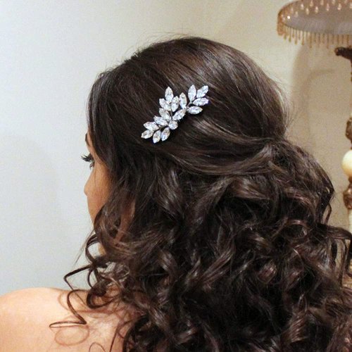 JWICOS Silver Bridal Wedding Hair Comb for Brides and Bridesmaid Shining Crystal Rhinestones Bridal Comb Barrette for Women and Gilrs (Silver)