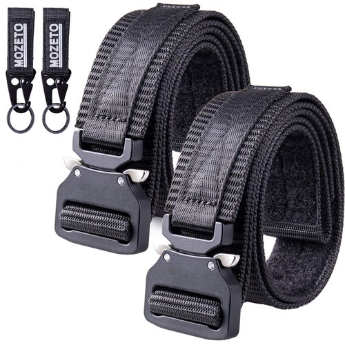 MOZETO Tactical Belt, 2 Pcs Gun Belts for Men Concealed Carry Velco EDC Hunting Waist Belt with Quick Release Buckle