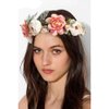 Lofruiin Women's Bohemian Simulated Rose Flower Wreath Adjustable Rose Flower Headband Seaside Party Floral Headpiece (Coral)