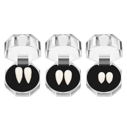 SEWACC Vampire Teeth 3 Pairs Vampire Fangs Teeth Custome Halloween Vampire Cosplay Props Vampire Fangs Kits for Halloween Party Masquerade Horror Party Favors