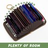 Aiawoxc Credit Card Holder, Small RFID Card Wallet Slim Leather Organizer Case with Zipper & Keychain, Abstract Boho Leaves