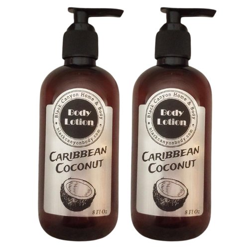 Black Canyon Caribbean Coconut Scented Luxury Body Lotion with Lanolin and Jojoba Oil, 8 Oz (2 Pack)