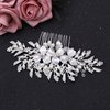 Oriamour Handmade Wedding Hair Comb Clip Rhinestone Bridal Hair Comb Piece, Hair Accessories for Brides Women (Silver)