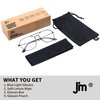 JM Aviator Computer Blue Light Blocking Glasses, Square Eye Protect Video Eyeglasses Anti Glare Men Women (Gunmetal Frame Black Temple Tips)