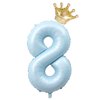 40-Inch Light Blue Number 8 Balloons With Crown, 8th Birthday Decorations for Boys Girls, Children's birthday party supplies. (Light blue 8)