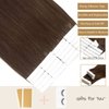 Loxxy 22Inch Invisible Tape in Hair Extensions Human Hair Double Sided Pu Remy Human Hair Tape in Extensions Thick Tape on Human Hair Extensions #4 Dark Brown 20Pieces 50Gram Per Pack