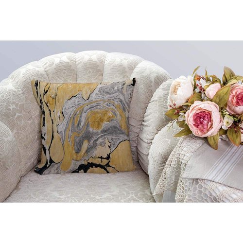 HGOD DESIGNS Throw Pillow Cover Black Gold Golden and Silver Marble Ink Abstract Painting Beautiful Gray Effect Aqua Decorative Pillow Case Home Decor Square 18X18 Inches Pillowcase
