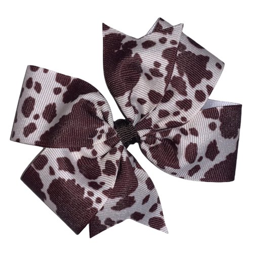 Brown Cow Pinwheel Hair Bow 4&quot;