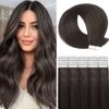 Tape in Hair Extensions Human Hair, 20pcs 14 Inch 40g Remy Tape in Hair Extensions, Dark Brown Silky Straight Natural Hair Extensions Tape in Human Hair