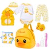 PEDOLLTREE Reborn Baby Dolls Clothes Accessories Yellow Duck 9pcs Set with Backpack Diaper for 17-22 Inch Reborn Doll Newborn Girl&Boy