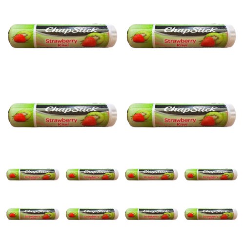 ChapStick Strawberry Kiwi Flavored Skin Protectant Lip Balm - Great for Moisturizing & Hydrating Chapped, Cracked, Dry Lips – 0.15oz (4g) Each, 12 Sticks