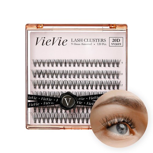 VieVie Lash Clusters 120pcs DIY Eyelash Extension Lashes, 20D 9-16mm Mix Individual Eyelashes, Natural Look DIY Lash Extension (20D)