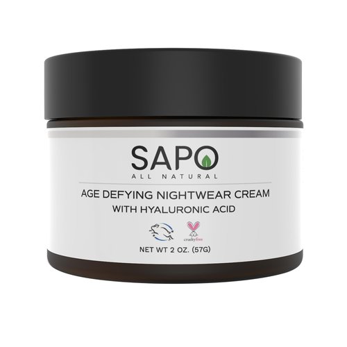 Sapo All Natural Night Cream for Face with Niacinamide, Hyaluronic Acid, Silicone and Lavender Oil - Nourishing, Renewing & Soothing - Firms Aging Skin - 2 Fl Oz