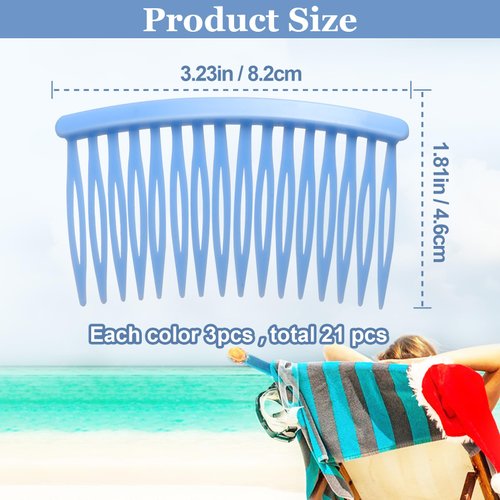 CustomyLife 21pcs Colorful Hair Side Comb for Women, Non-Slip French Plastic Bun Updo Decorative Hair Comb, Classic Non-Faded Hair Twist Pin Clip Accessories for Various Hairstyles