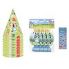 Unique Bluey Birthday Party Supplies Bundle includes 8 Party Hats, 8 Party Blowouts and 1 Dinosaur Sticker Sheet