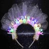 DRESBE Light Up Birthday Headband Silver LED Pearl Happy Birthday Headbands Birthday Party Favors Hair Accessories for Women