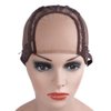 YANTAISIYU 4X4 Inch U Part Swiss Lace Wig Cap for Making Wigs with Adjustable Straps on the Back Glueless Hairnets (Dark Brown M)