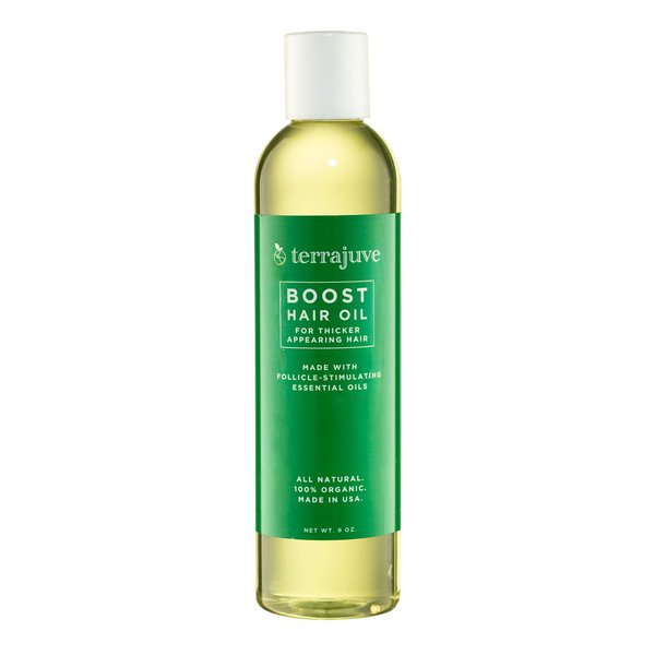 Terrajuve Boost Hair Oil- For Thicker Appearing Hair, Made With Follicle Stimulating Essential Oils. All Natural 100% Organic Made in USA (8.0 Oz)
