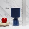 Simple Designs LT1134-NAV 10.04" Tall Traditional Ceramic Thimble Base Bedside Table Desk Lamp w Matching Fabric Shade for Home Decor, Nightstand, Bedroom, Living Room, Entryway, Office, Navy