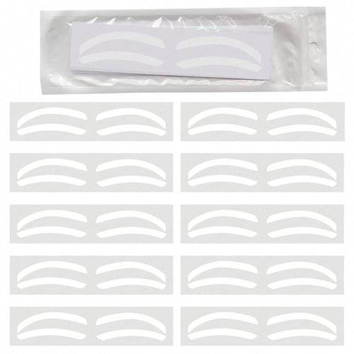 Disposable Eyebrow Design Stencil Eyebrow Tint Airbrush Auxiliary Sticker for Brows Shaping with Single Eyebrows Type Option (1 Bag - C type - 10 Pairs)