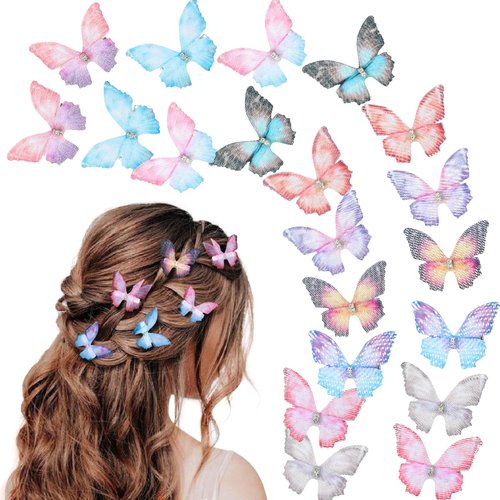 Paderison 20Pcs Moving Glitter Hair Clips Fairy Accessories for Women and Teens, Colorful 90s Clips (Purple)