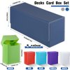 Silkfly 6 Pieces Deck Card Storage Box, 1 Leather Deck Case with 5 Plastic Decks Card Boxes Playing Deck Cards Box Compatible with MTG TCG Commander Card (Blue and Gray)