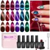 Beetles Cat Eye Christmas Gel Nail Polish Set 6 Colors, Glitter Red Shiny Brown Burgundy Purple Blue Green Magnetic Effect Sparkle Stunning Nail Gel Polish Gifts for Women, 2024 Limited Colors