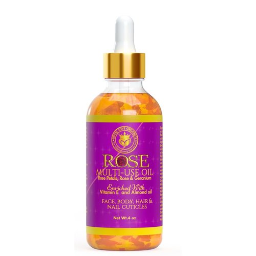 Royal Love Organics Rose Multi-Use Oil- Organic Oil For Face, Body, Hair & Nail Cuticles, Rose Petals, Rose & Geranium, Enriched with Vitamin E and Almond Oil,4 oz.