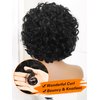 WIGNEE Short Curly Wig with Bangs for Black Woman Fluffy Loose Curly Afro Wig Natural Luster Short Wigs for African American Women Daily Party Use(Black)
