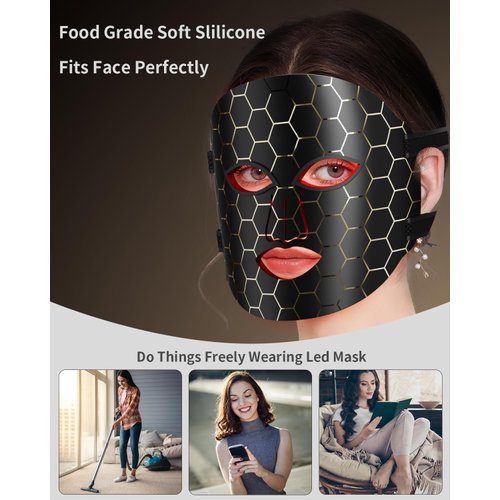 VOFEL Face Mask Light 7 Colors Facial Mask Anti-Aging Tightening Skin (Black)