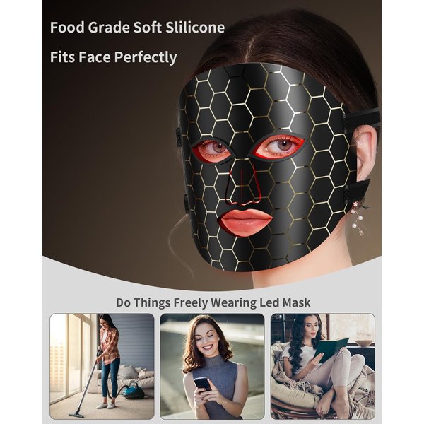 VOFEL Face Mask Light 7 Colors Facial Mask Anti-Aging Tightening Skin (Black)