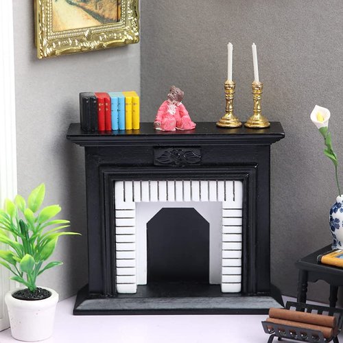 SXFSE Dollhouse Decoration Accessories, 1:12 Dollhouse Miniature Furniture Scene Simulation Vintage Mini Fireplace