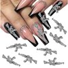 10pcs 3D Gun Nail Charms, Alloy Shiny Diamond Metal Gun Nail Art Charms AK Weapon Nail Charm Rhinestones Gun Charms Nail Jewels for Nail Art Accessories
