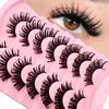 7 Pairs Manga Lashes Wet Look 20mm Flu-ffy D Curl Lashes Cat-Eye Lashes Volume Spiky Lashes Wispy Fairy Lashes Faux Mink False Eyelashes Japanese Korean Lashes(SJ01)