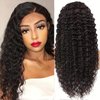 BASEMMAHER Deep Wave Lace Front Wigs Synthetic Artificial Human Hair Pre-Plucked Hair Wigs 30 Inch Natural Black Lace Frontal Curly Wig Hair Replacement Wigs for Black Women Daily Party Use