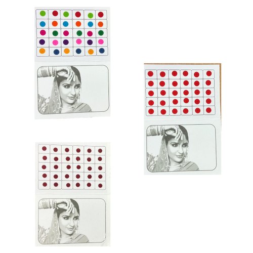 All Color Velvet Dot Bindi Tattoo Stickers Adhesive Body Jewelry Multi Size Indian Daily Use Forehead Bindi Round Dot (Pack Of 3)